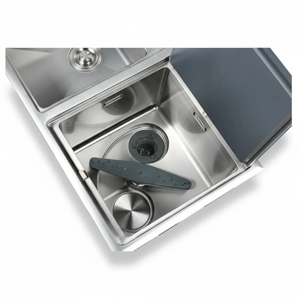 Stainless Steel Mini Dishwasher, SUS 304 Countertop Dishwasher, 900x500mm Electric Compact Semi-Integrated Kitchen Appliance