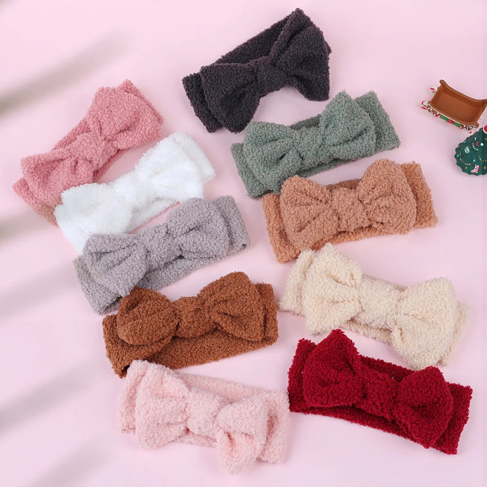 20pcs Baby Girl Headband Tie Knot Turban For Kids Teddy Fabric Hair Bands Infant Warmer Band Hair Accessories Newborns Bandages