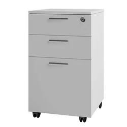 360 Degree Casters Large Capacity Spacious Desktop Heightening Design File Cabinet 3 Drawer Rolling Office Bookcase with Lock