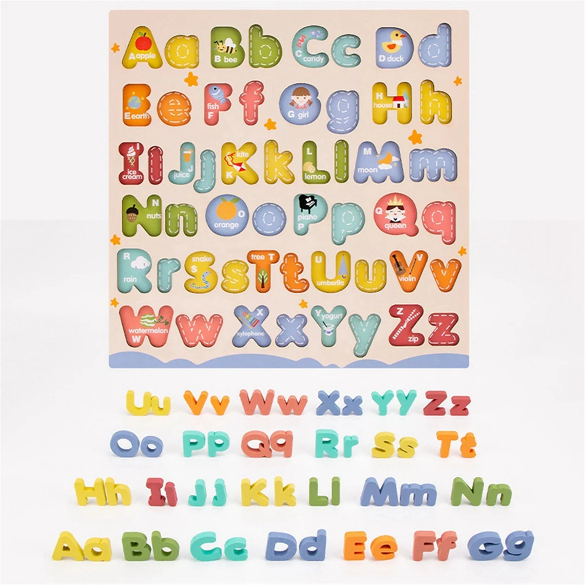 Practical Wooden Alphabet Puzzle Toys ABC Letter and Number Puzzle for Toddlers 18+ Months Old Preschool Learning for Kids A