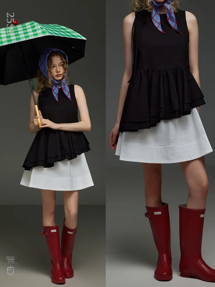 

Новая женская летняя белая юбка А-силуэта Lebai 2025: модная юбка-миди из хлопковой смеси с плиссировкой, скрывающая бедра