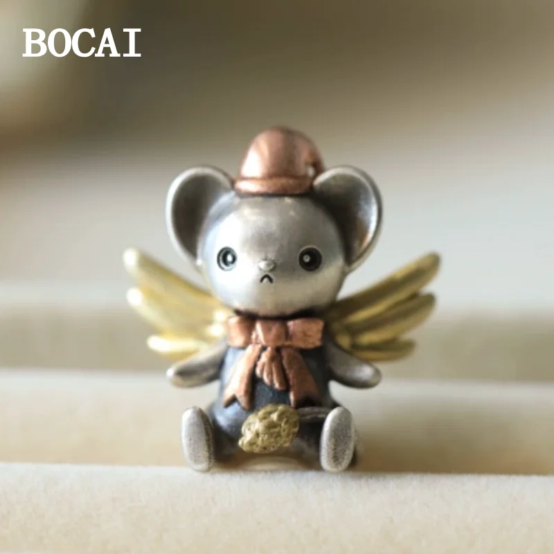 

BOCAI New S925 Sterling Silver Vintage Cute Little Monster Pendant Christmas Gift