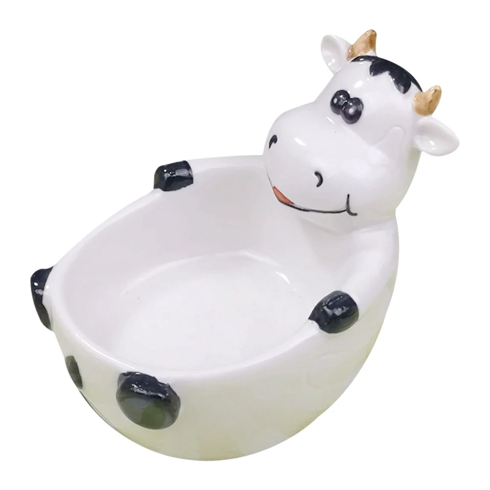 

1Pcs Ceramic Cow Bowl 's Dining Bowl Easy to Use Portable Design Desktop Decoration for Home Store Office Lovely