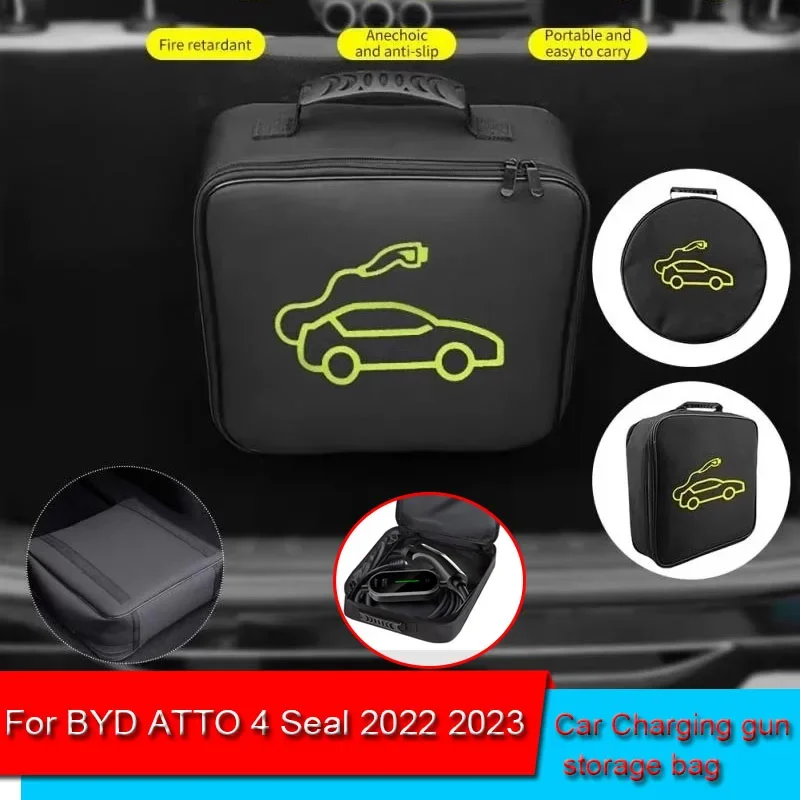 

For BYD ATTO 4 Seal 2022 2023 2024 2025 Waterproof Retardant Trunk Storage Box EV Car Portable Charging Cable Storage Carry Bag