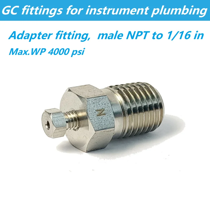 1/16 inch Adapter to Male NPT GC HPLC Fittings for Instrument Plumbing Stainless Steel Connector for Agilent Shimadzu