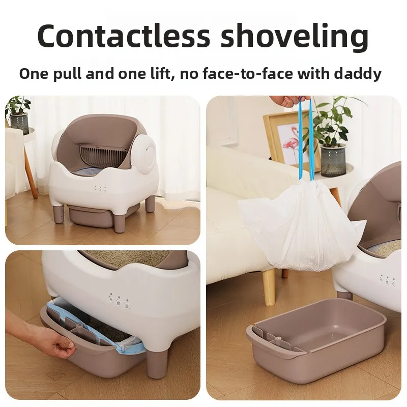 Smart Self-Cleaning Cat Litter Box, Anti-Splash Easy-Clean Large Cat Toilet for Indoor Cats, Pet Accessory