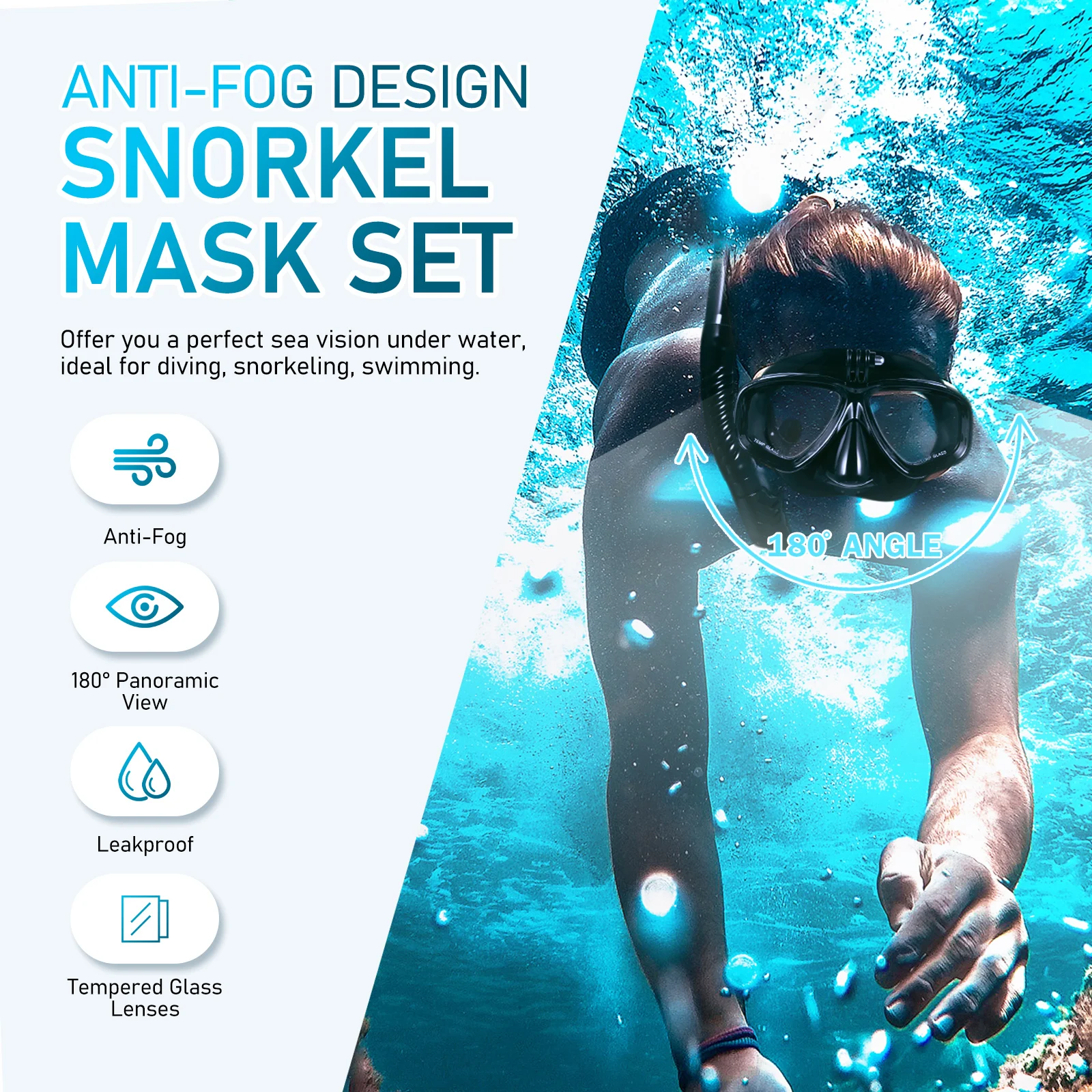 

Fully Dry Breathing Tube Snorkeling Suit Diving Equipment Diving Mask(Black Earplugs for Random Color)