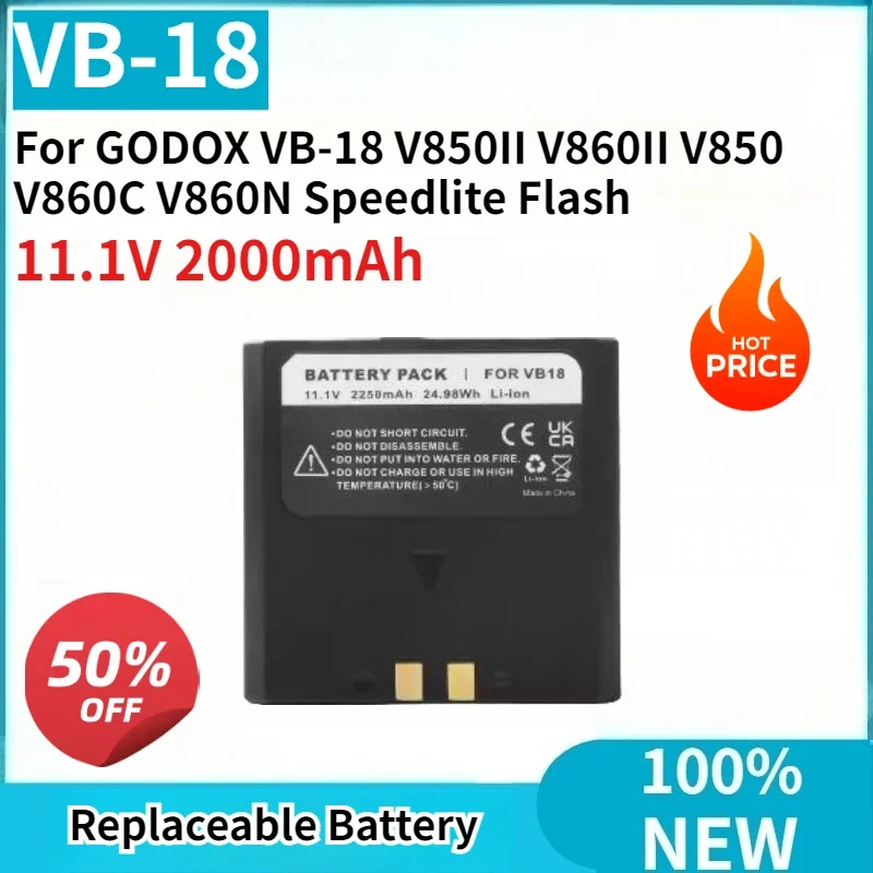 

Brand New VB18 11.1V 2000mAh Replaceable Lithium Battery Pack for GODOX VB-18 V850II V860II V850 V860C V860N Speedlite Flash