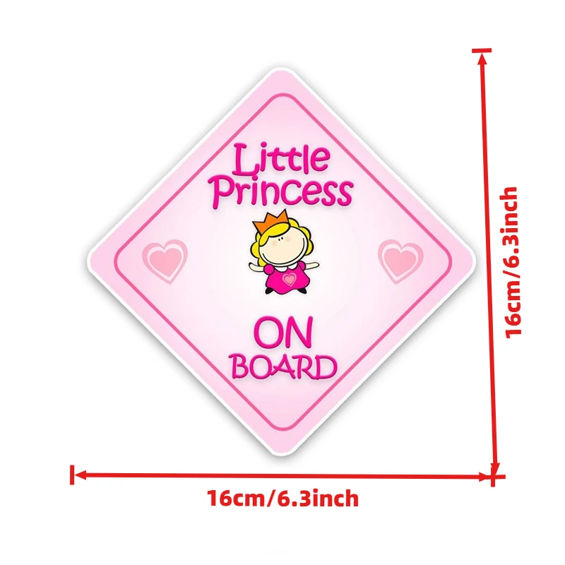 ملصق تحذير للسيارة باللون الوردي للأميرة الصغيرة "On Board" ملصق سيارة مقاوم للماء للديكور الداخلي الخارجي لنافذة السيارة #6