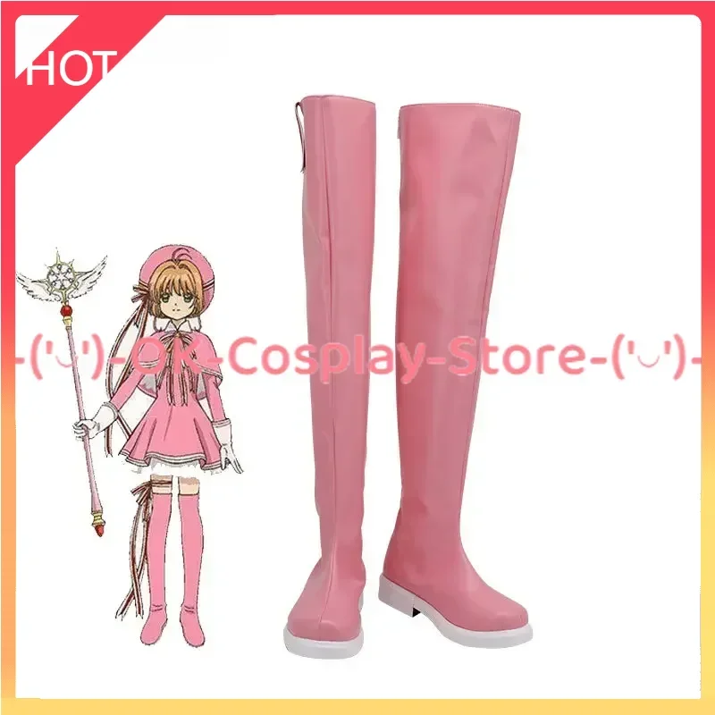 Anime Clear Card Sakura Cosplay Shoes PU Leather Shoes Halloween Carnival Boots Prop Custom Made