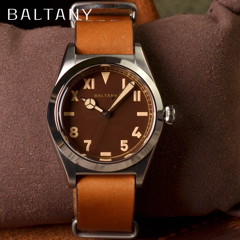 Baltany Dress Bubbleback Wristwatches Tropical Dial 20ATM Sapphire Luminous Benz Hands Leather NH38 Automatic Vintage Watches