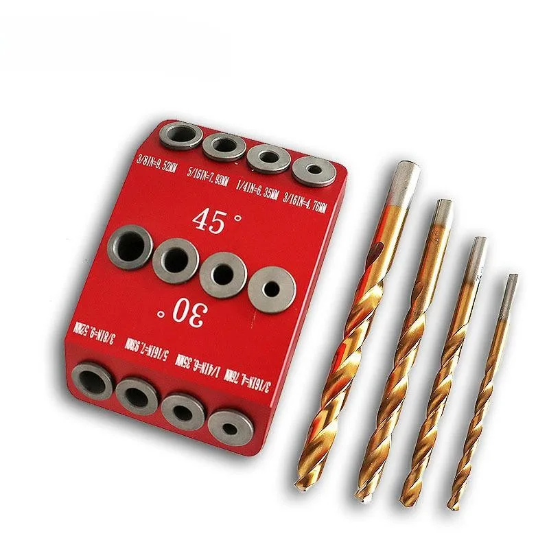 30° 45° 90° Woodworking Drill Guide Jig 4-Size Angle Locator Optional Level