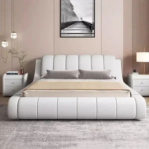 Europäische Königin echtes Holzbett König König Cabece Box Luxa moderne Schlafholz Bett Kopfteil Kopfteil 8 Hauptverkäufe Doppelbettstraße - №7