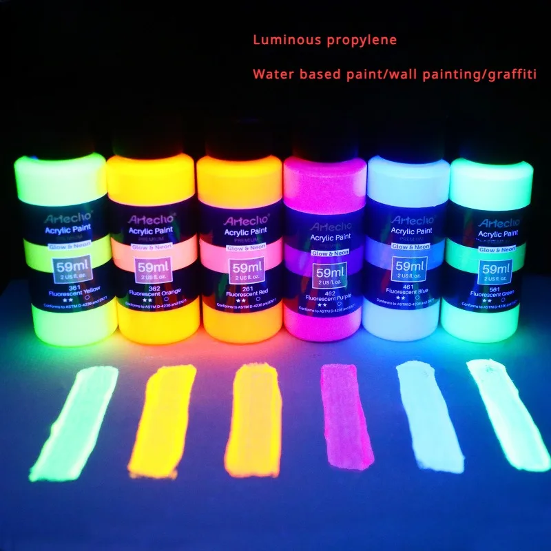 59ml Luminous Acrylic Pigment Hand-painted Graffiti Art Luminous Paint Clothing Shoes Wall Painting Textile Painting Pigment