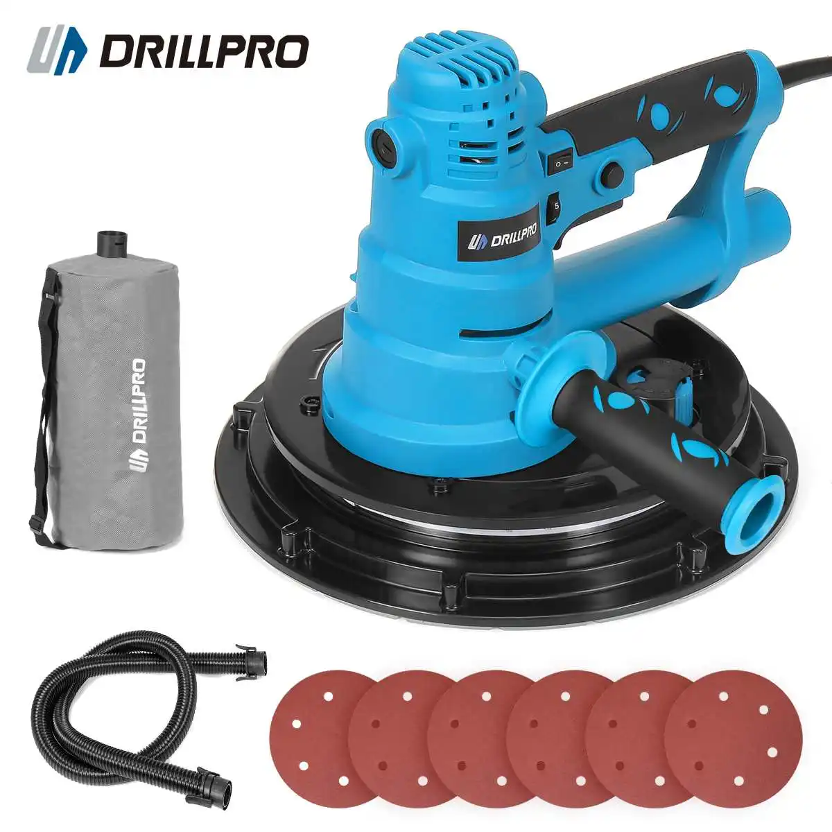 Drillpro 750W Drywall Sander with Vacuum Compact 230V Wall Polishing Machine Grinding Portable Led Light Wall Polisher Machine