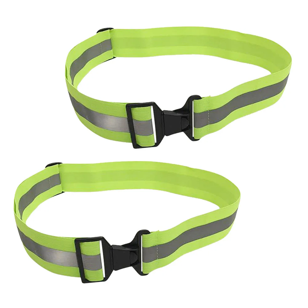 

2 pcs Fluorescent Green Reflective Durable Adjustable Waistband for Night Running Cycling Walking High