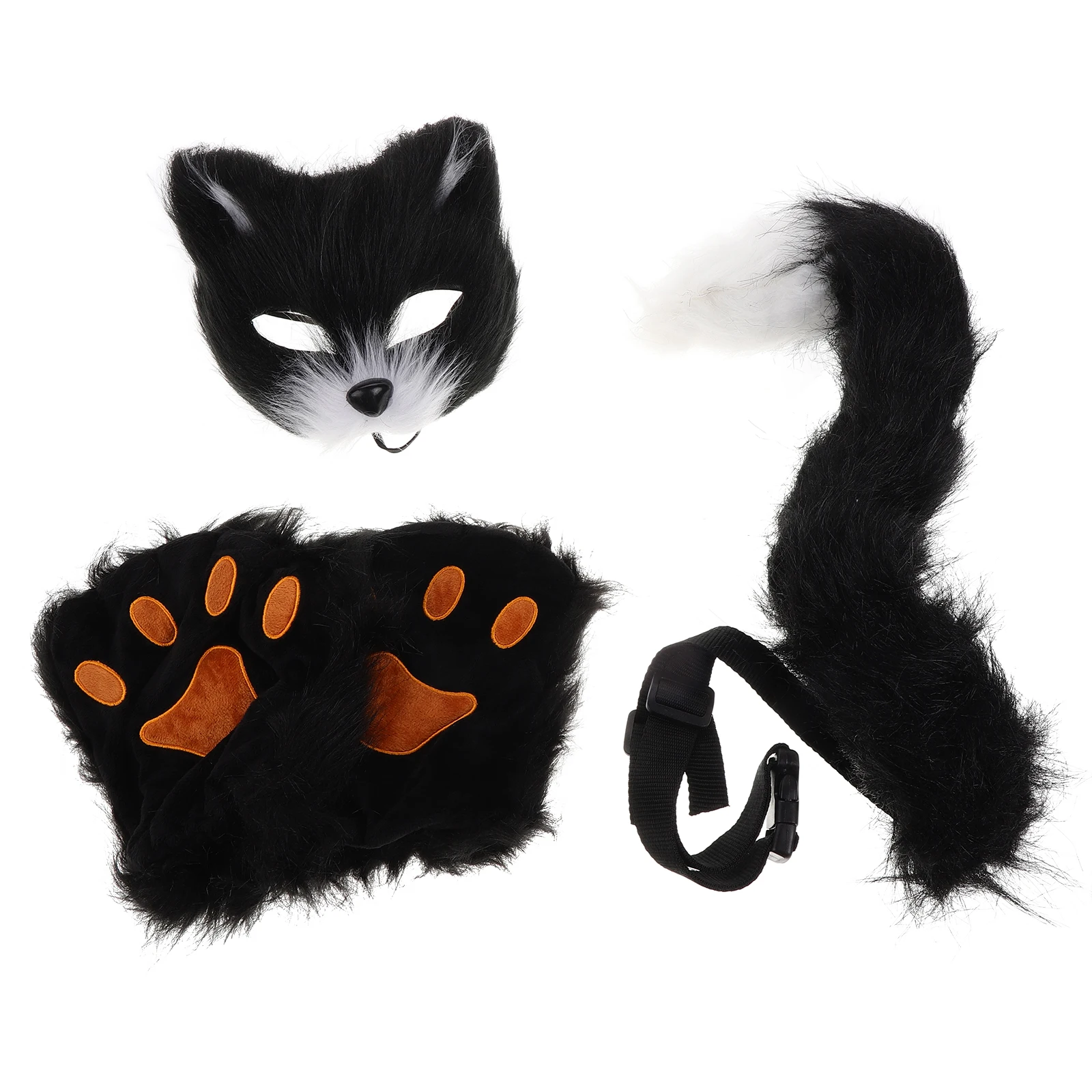 

Half Face Masks Faux Animal Cosplay Costume Halloween Party Accessories Elastic B Tail Tails Costumes