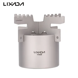 Lixada Mini Alcohol Stove Lightweight Titanium Liquid Spirit Alcohol Stove Furnace with Cross Stand Rack for Outdoor Camping