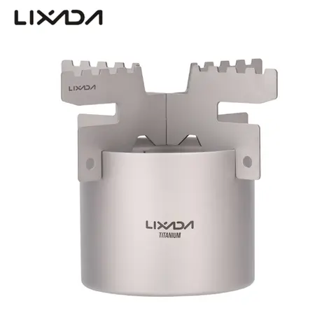 Lixada 미니 알코올 스토브, 경량 티타늄 액체 알코올 스토브, 야외 캠핑용 크로스 스탠드 랙 포함