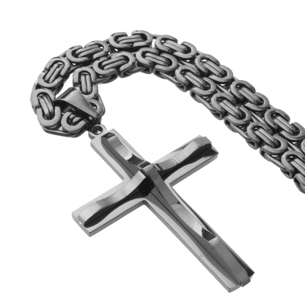 

Titanium Steel Cross Necklace Lightweight Retro Catholic Jewelry Accessories Luxury Catholic Crucifix Pendant Chain Christian