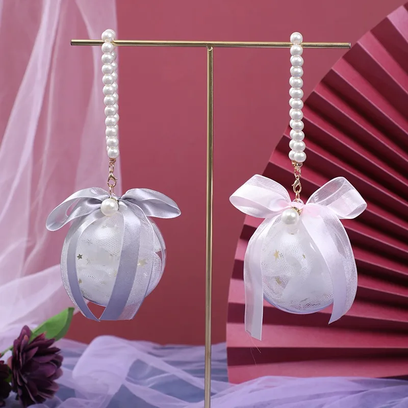 

20/30Pcs Ribbon Pearl Handle Gift Box Acrylic Ball Plastic Candy Packaging Bag Wedding Baby Shower Favors Party Supplies