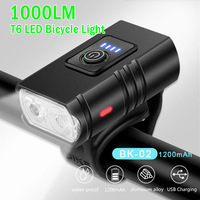 Bike Light Headlight T6 Bicycle Flashlight 1000LM LED USB Rechargeable Torch Aluminum Alloy Cycling High Beam Low Accessories