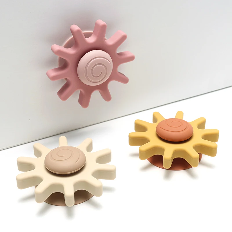 Silicone Suction Cup Spinner Toys Baby Bath & Travel Toy for Boy Girl Infant Toddler Sensory Toy Spinning Top Suction Table Toys