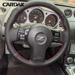 Full Black Leather Car Steering Wheel Cover for Nissan 350Z 2003-2009