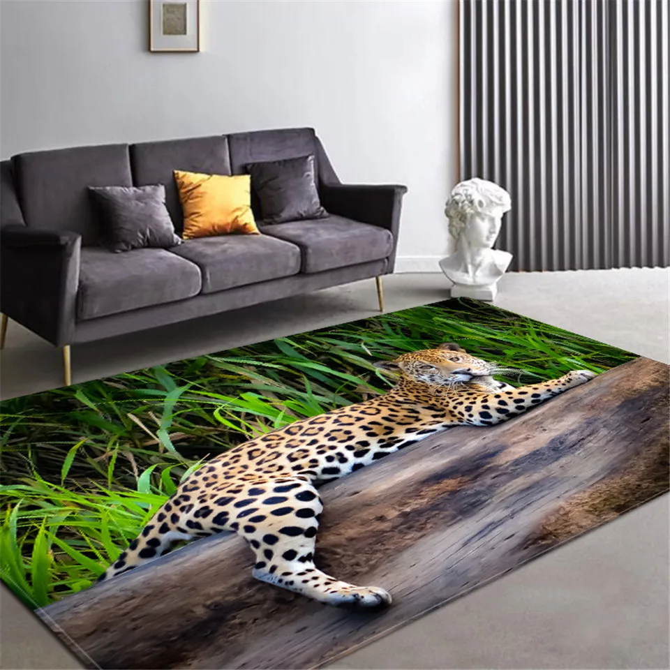 Grassland Cheetah Animal Print Carpet Living Room Rug Bathroom Kitchen Bedroom Anti-slip Floor Mat Home Hallway Balcony Doormat