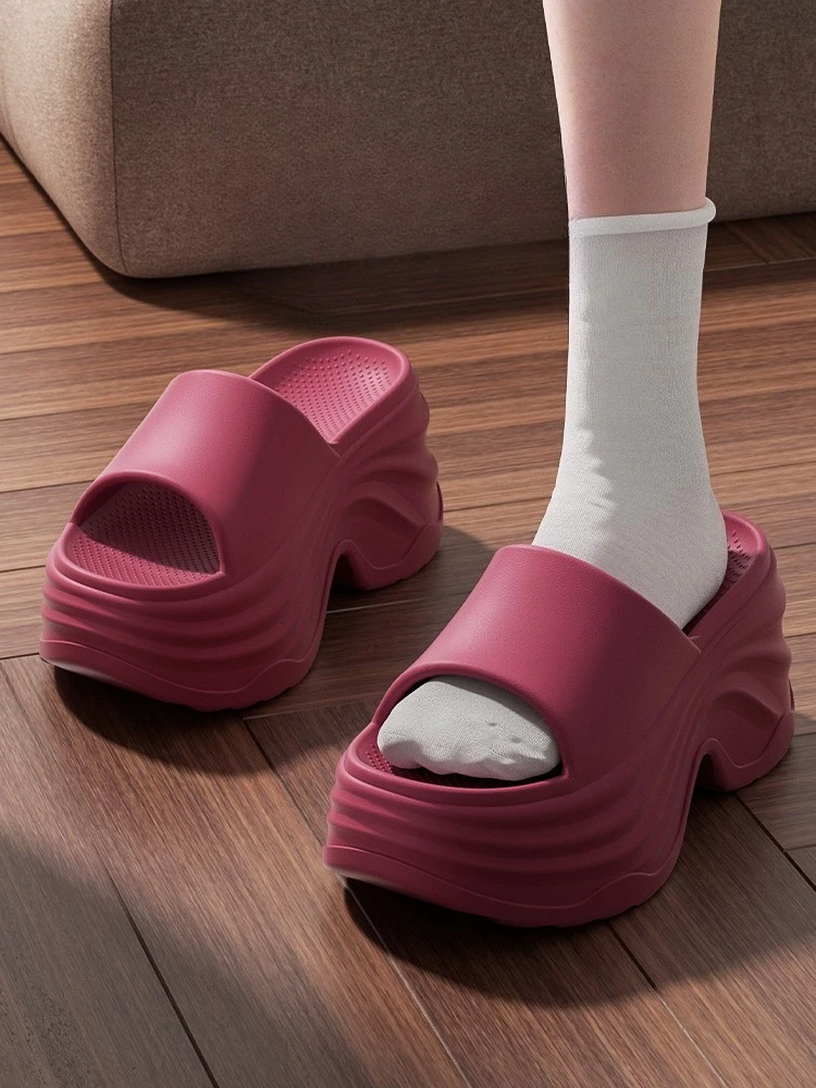YNPO Effen Kleur EVA Platform Slippers Vrouwen Dikke Zool Antislip Strand Slides Sandalen Dame Zomer Zachte Zool Sleehak Slipper - afbeelding 2