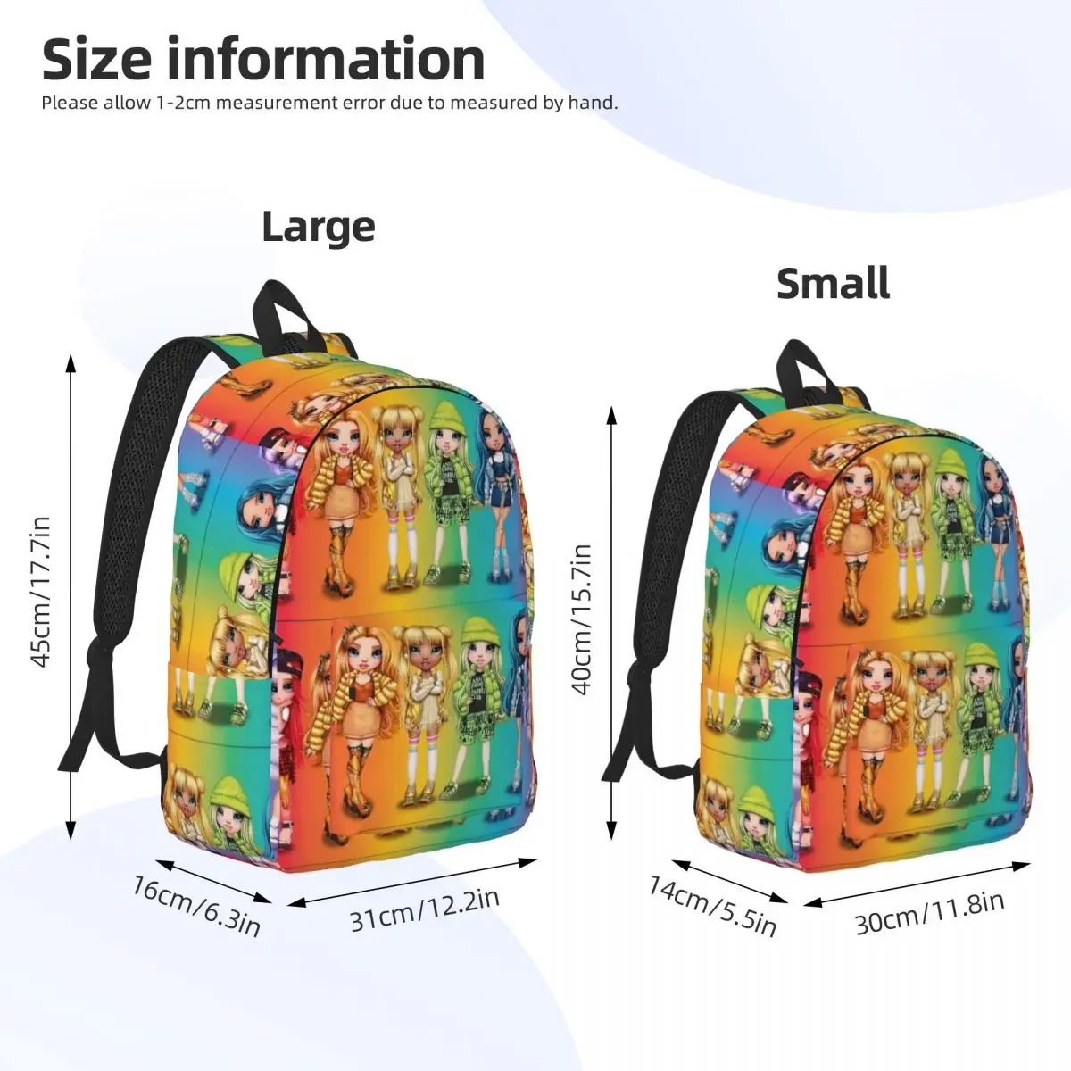 Rainbow High Backpack for Preschool Kindergarten School Student Bookbag Boy Girl Kids Sports Daypack for Outdoor Travel Hiking