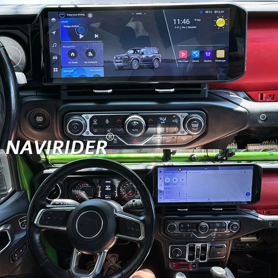 

QLED экран Android беспроводной мультимедийный плеер CarPlay головное устройство 15 "для Jeep Wrangler 2018-2022 стерео GPS навигация автомобильное радио