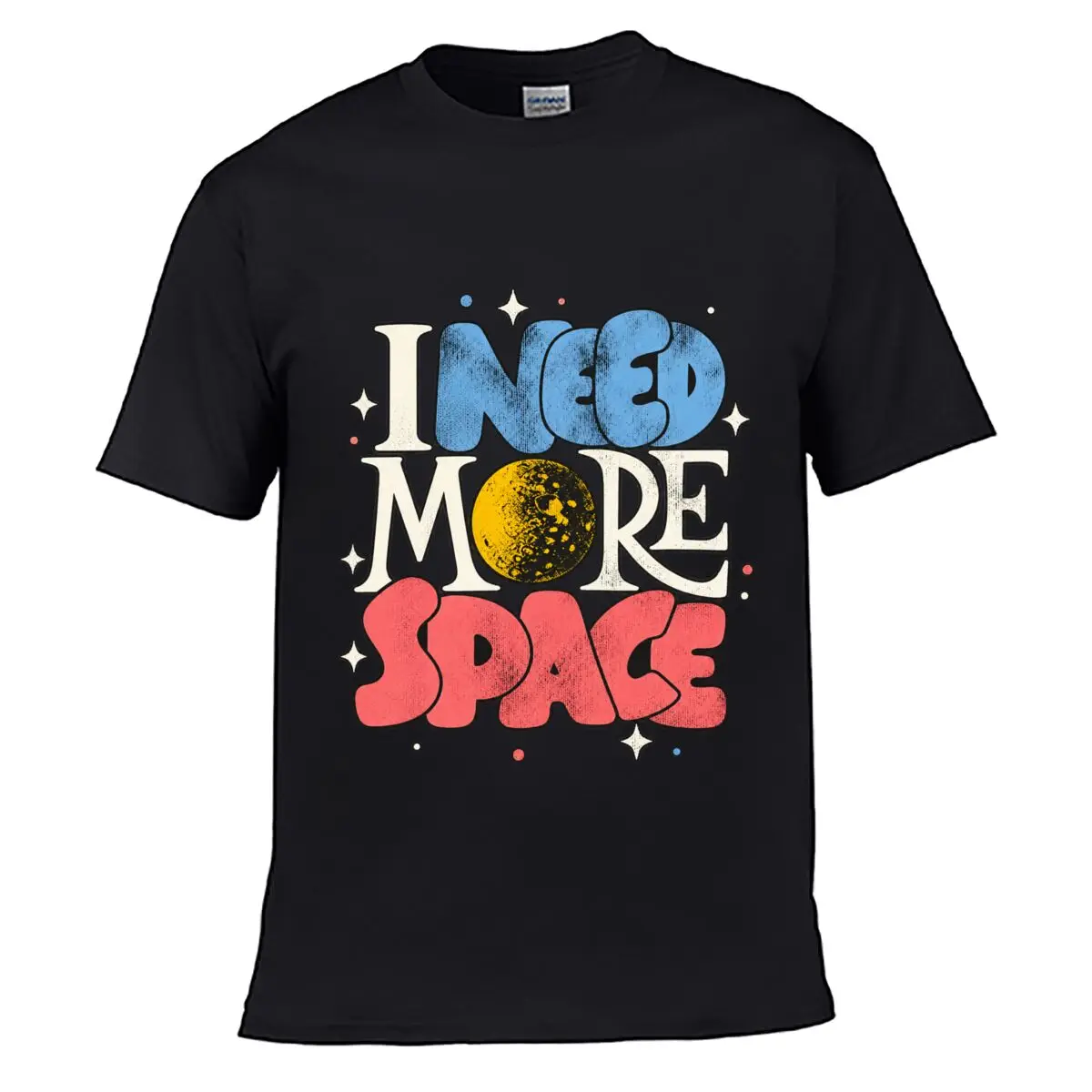 I Need More Space Moon Stars Typography Loose Vintage short-sleeved T-shirt