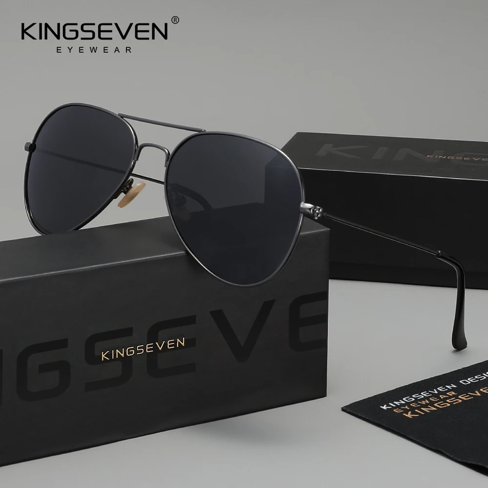 

KINGSEVEN классические мужские солнцезащитные очки-пилоты, поляризационные UV400, роскошные ретро очки для вождения, женские модные повседневные очки в большой оправе