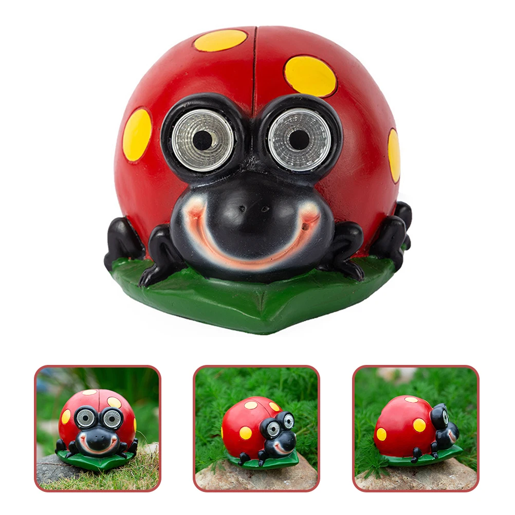 

Solar Ladybug Statue Resin Garden Gnome Figurines Red Color Outdoor Decor L nament Automatic Light Solar Powered