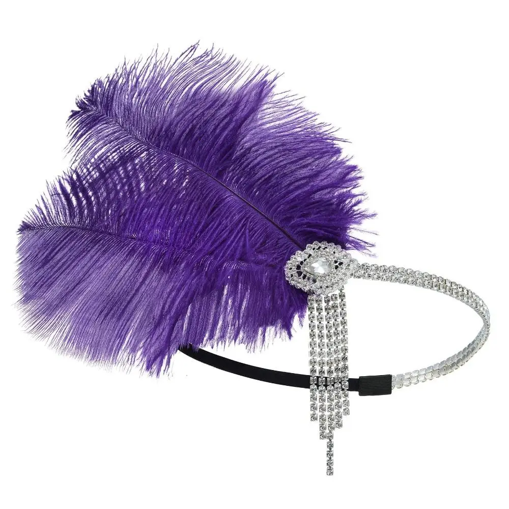 1920s Feather Hairband Headpiece Costume Props Rhinestone Costume Accessories Cocktail Party Women Headpiece