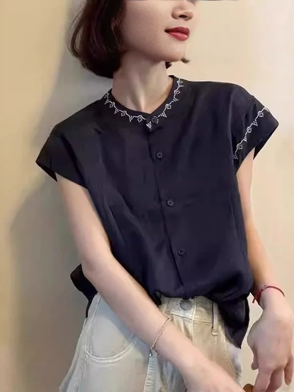 

Женская круглая повседневная блузка свободного кроя с вышивкой для больших размеров Ne Fly Sve, удобная дышащая летняя блузка