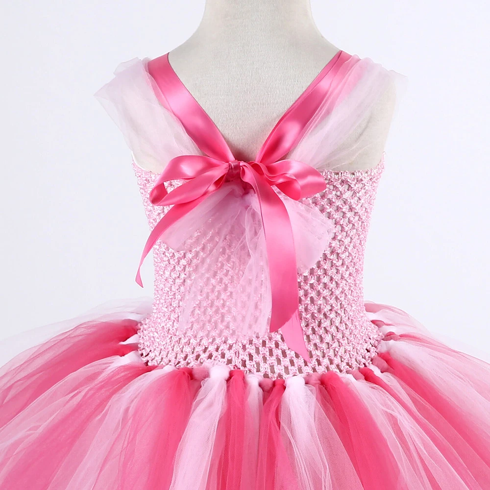 Baby Girls Pink Pig Tutu Dress for Kids Toddler Little Piggy Costumes Children Birthday Animal Outfit with Ears BowTie Tail Nose view 6