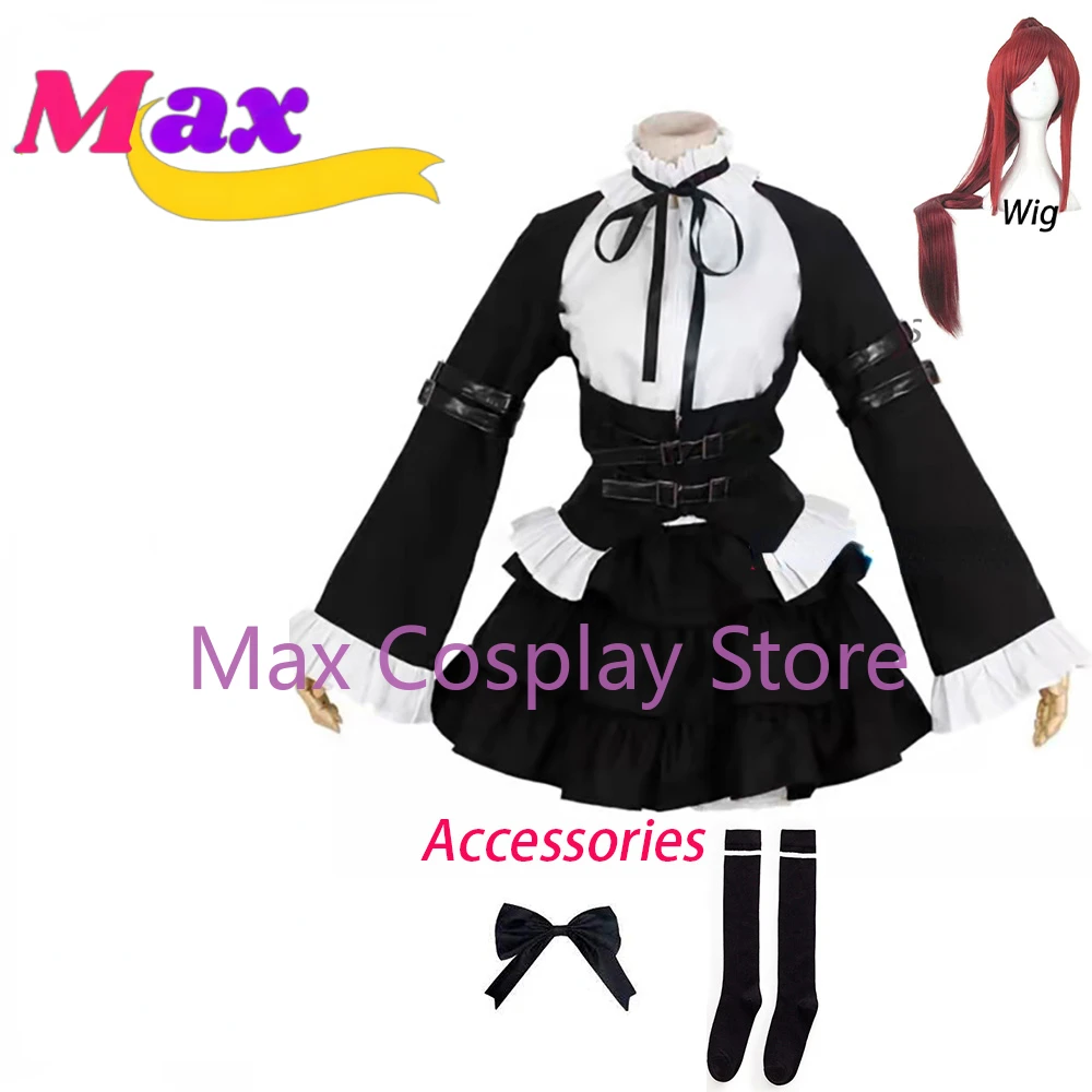 

Max Erza Scarlet Cosplay Costume Women Lolita Uniform Maid Dress Girls Skirt Halloween Carnvial Party Suit Custom Made YW