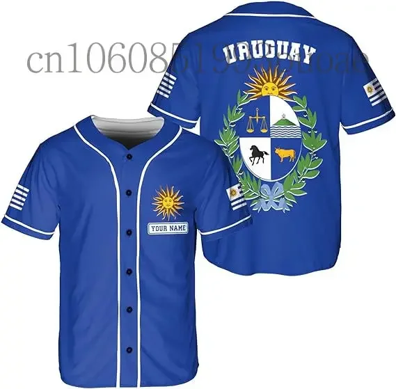 2025 men's high-quality street clothing short sleeved sportswear Uruguay baseball printed mesh custom name baseball shirt y2k