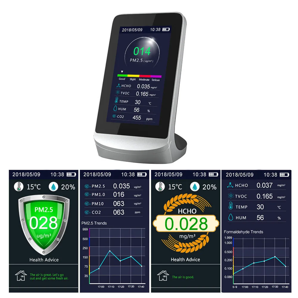 Air Quality Detector CO2 Carbon Dioxide Measurement Gas Monitor Portable Indoor Air Tester Haze Dust PM2.5 Sensor Formaldehyde