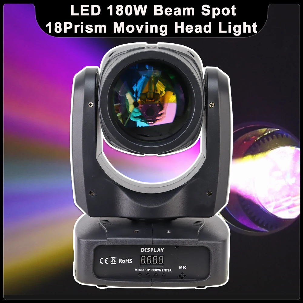 beam moving head light com padrao 180w 18 prismas dmx 11 13ch dj disco clube festa casamento efeito de iluminacao de palco novo 01