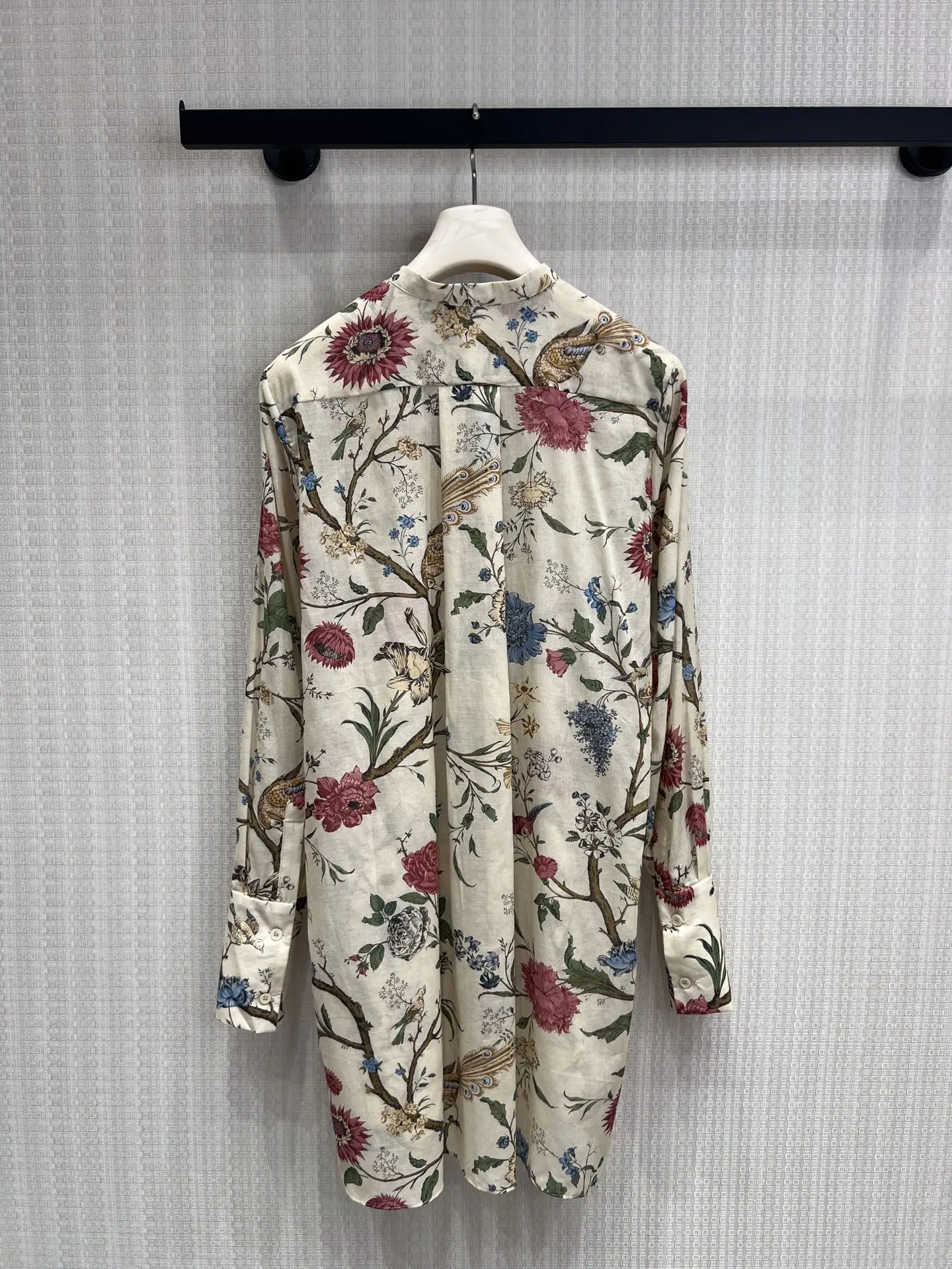 2026 Spring New Flower and Bird Print Long Shirt