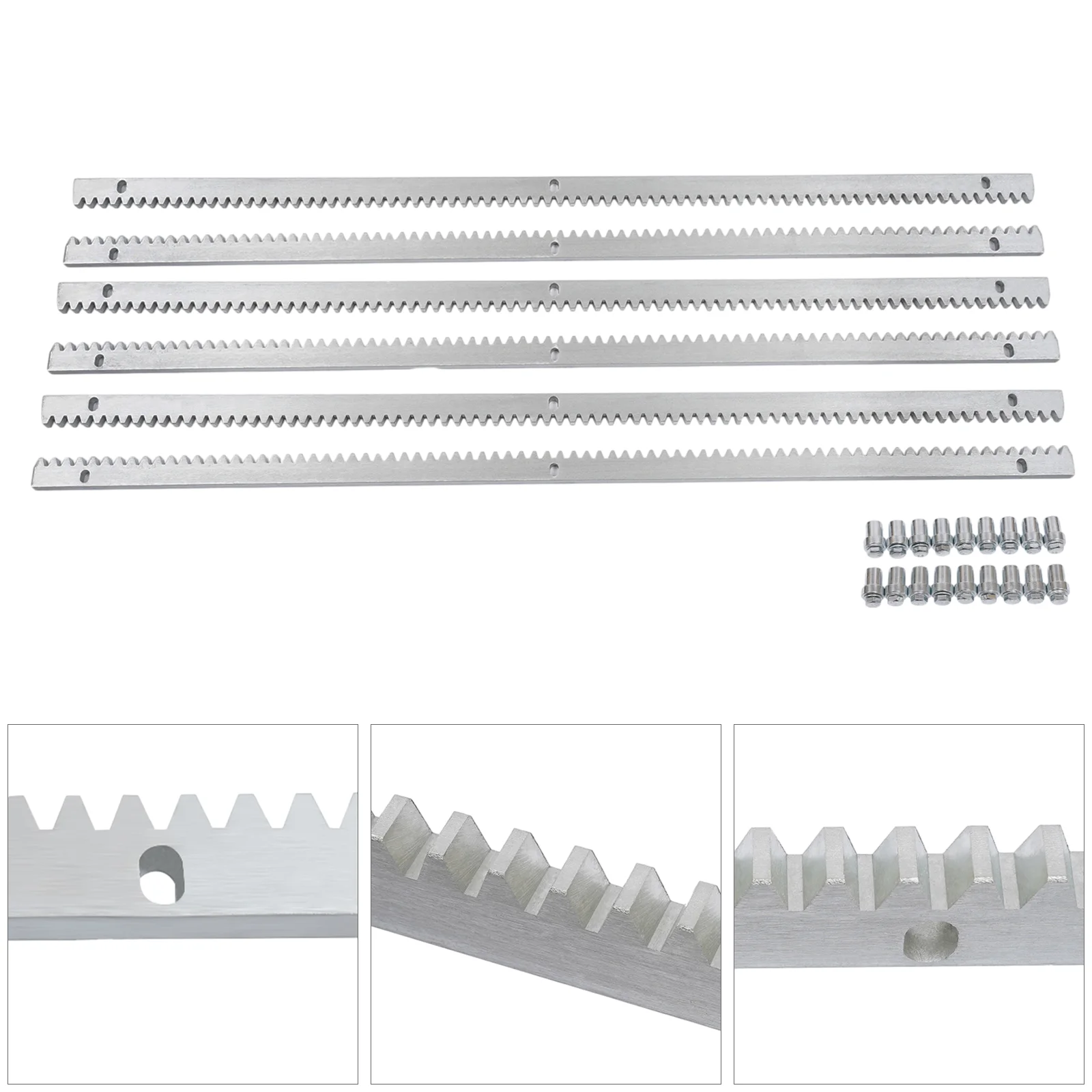 Sliding Door Gear Rack Set - 6 Steel Galvanized Pieces, 19.68ft Total, 4 Module, 0.47in Thick, Fits Most Sliding Door Motors