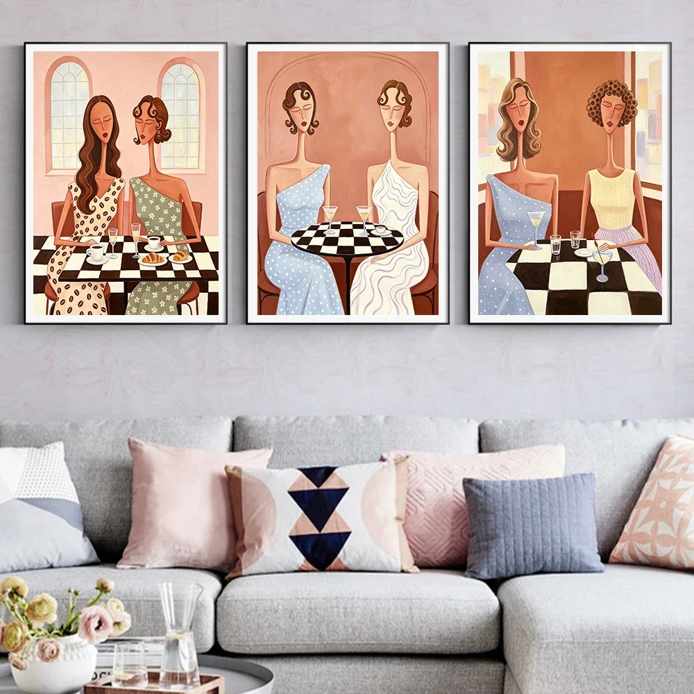 (No frame)Abstract Woman Canvas Wall Art Mid Century Modern Cafe Bar Decor Modigliani Lady Poster Print For Living Room Resta