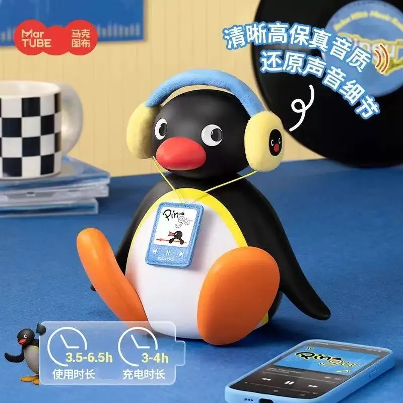 Pingu Usb Bluetooth-колонки, милое аниме, прослушивание музыки, встряхивающая голова, динамик с пингвином, телефонный звонок, версия 5,3, Bluetooth-динамик