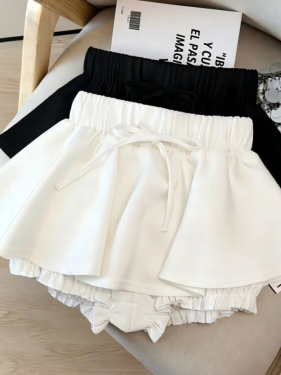 High Waist Floral Print Shorts Women's Summer Casual Sweet Style A-Line Flared Pants Wide Leg Elastic Waist Comfortable Fit