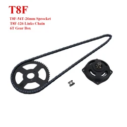 Motorcycle T8F 54T 26mm Rear Chain Sprocket T8F 126 Link Chains & 6T Gear Box For 47cc 49cc Pocket Bike Mini Moto Accessories