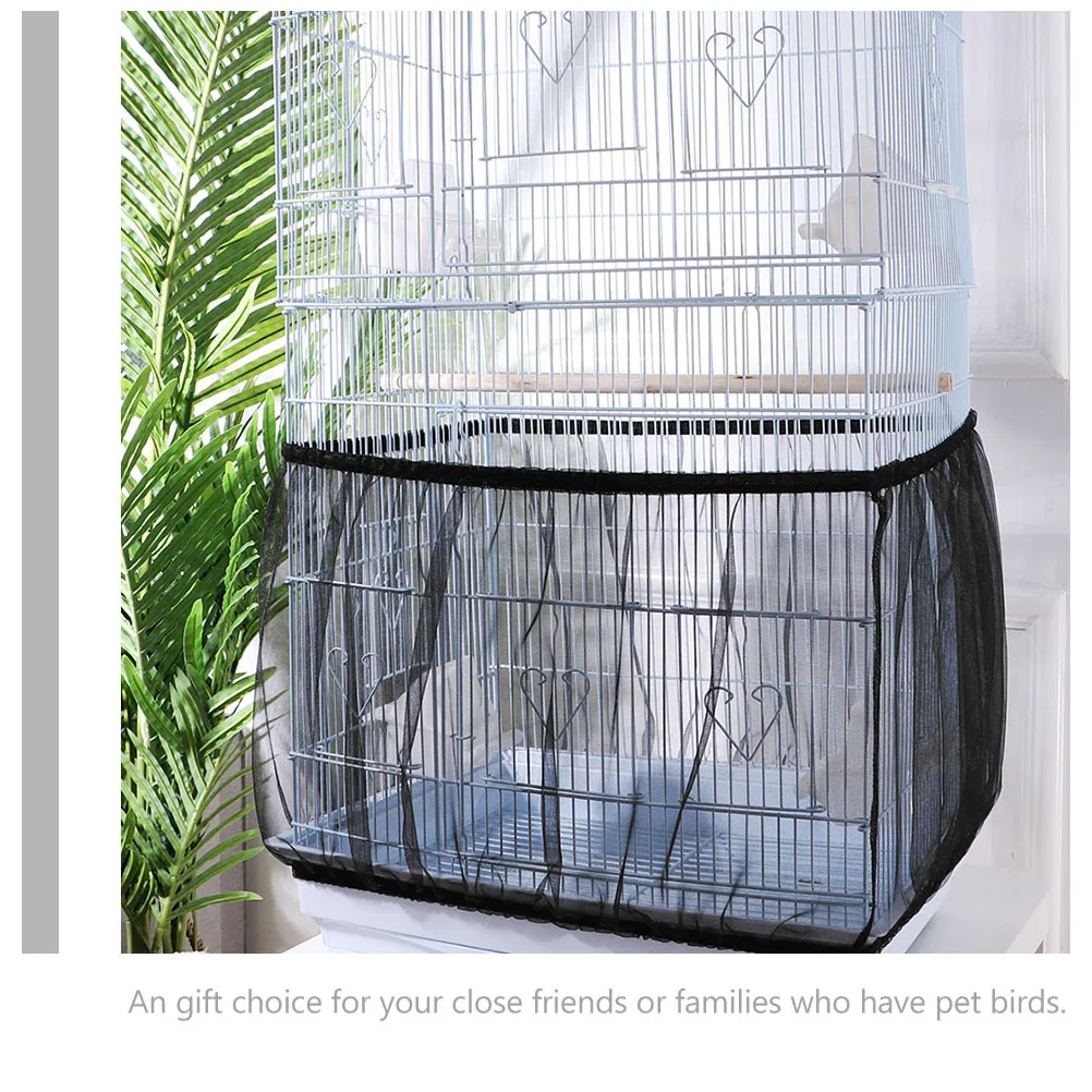 

Bird Cage Mesh Cover Elastic Dust-Proof Net Guard Prevent Mess Birdcage Skirt Pet Cage Cover for Birds