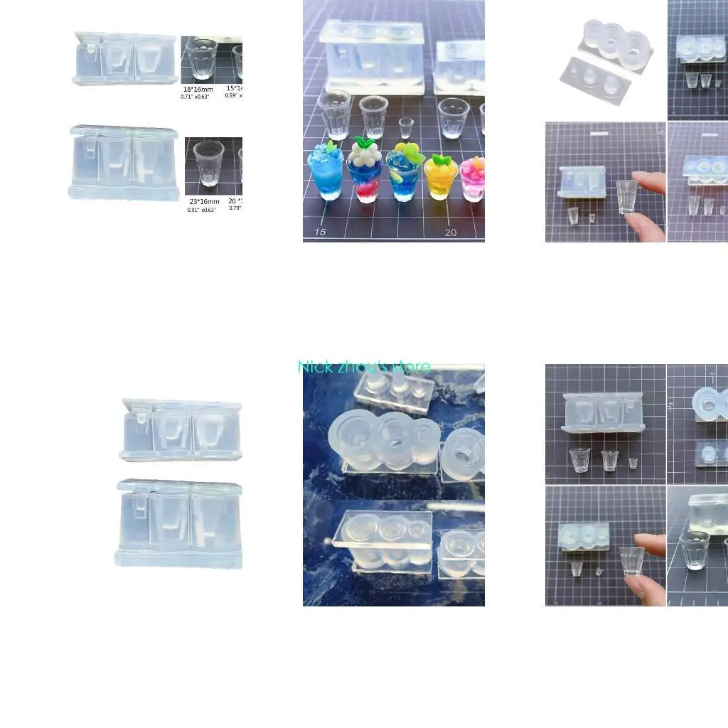 

E15E Mini Cup Resin Molds DIY Jewelry Tools Mini Dessert Fondant Soft Silicone Mold
